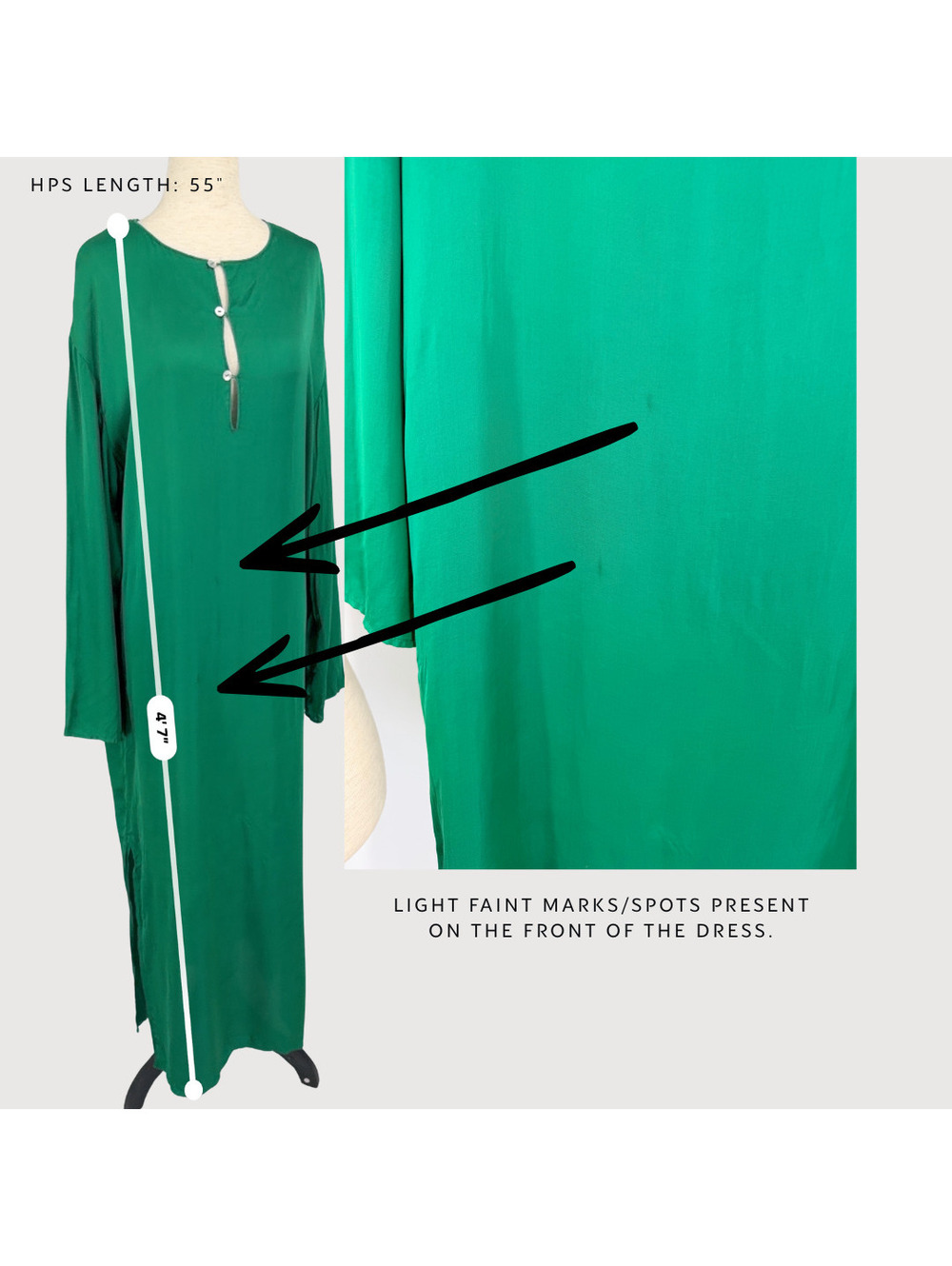 Donni Satin Maxi Tunic Dress Emerald Green Size S - Picture 6 of 9